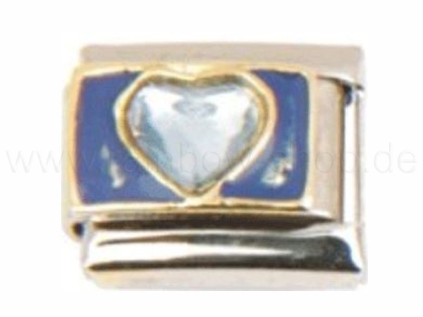 N-065 Italian Charm mit Motiv Herz Silber Gold Blau