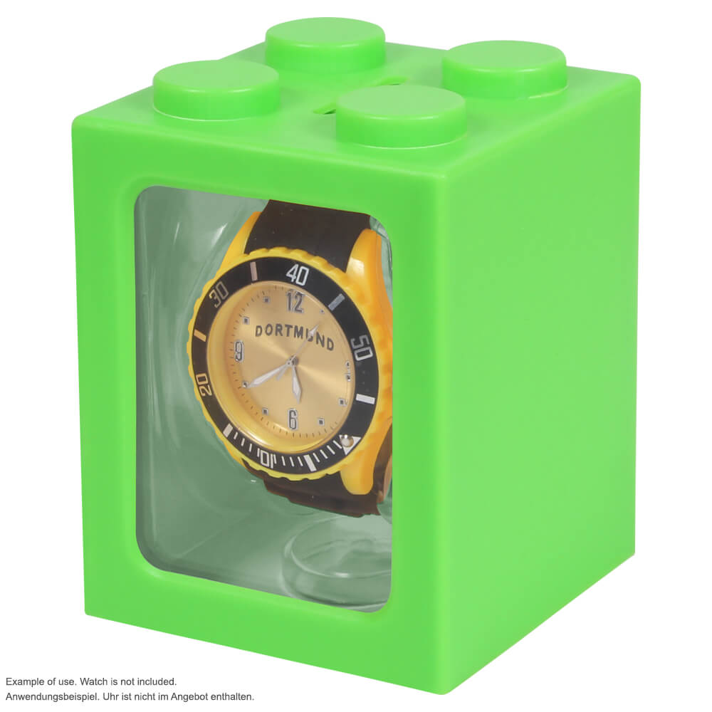 UR-box03 Geschenkbox für Armbanduhren  grün Schaukasten ca. 10 cm x 8 cm, Präsentierfenster ca. 6 cm x 8 cm