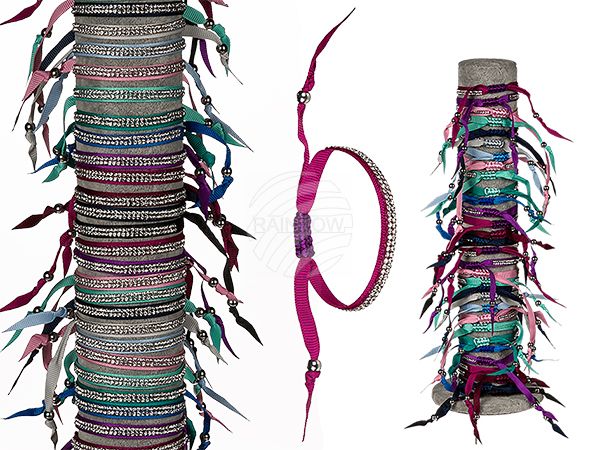 76-0423 Textil-Haarband/Armband, Fashion Style, 10-farbig sortiert, 72 Stück mit Display, 9792/PAL