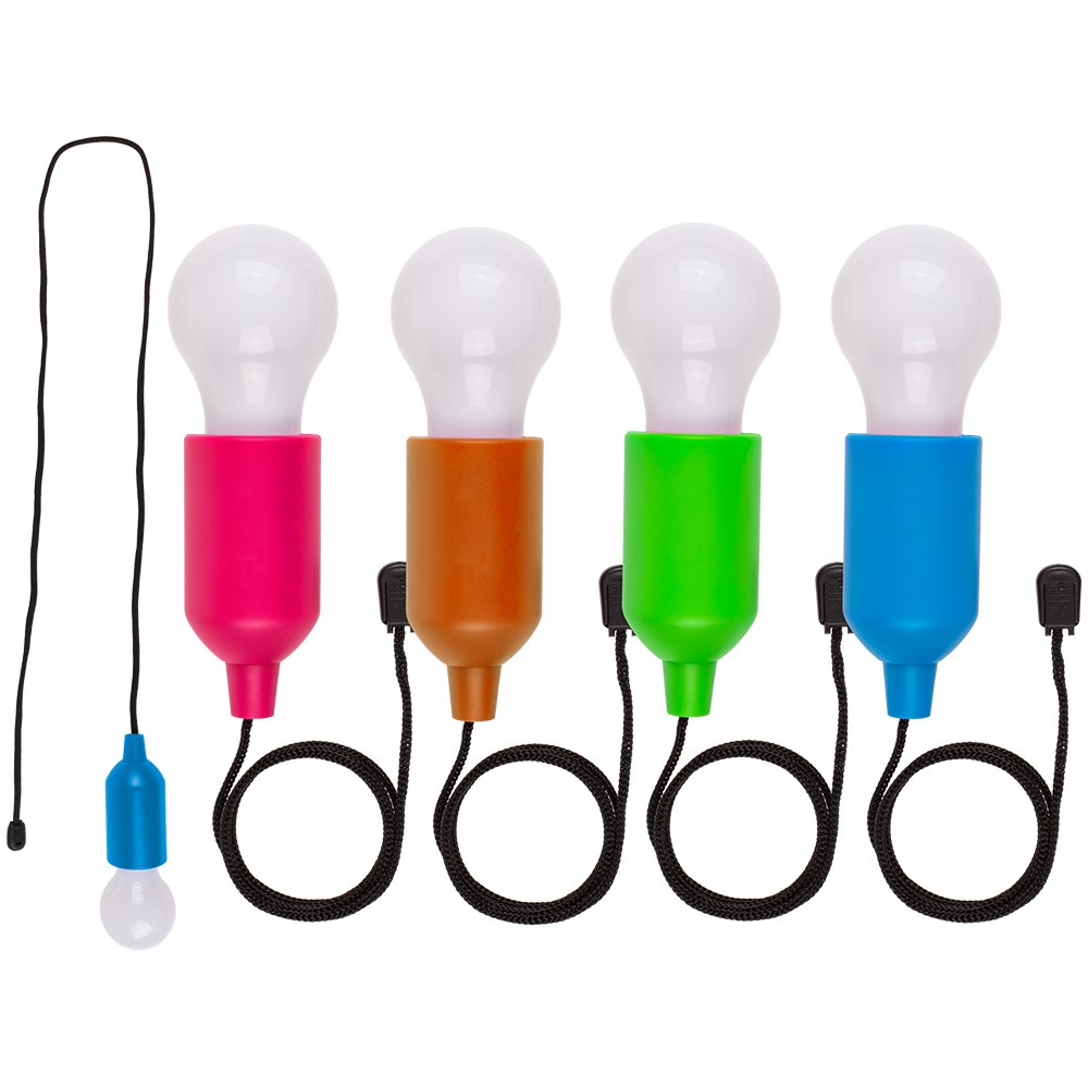 57-9831 Leuchte mit LED, Glühbirne, mit Schnur, ca. 15 cm, 4-farbig sortiert, für 3 Micro Batterien (AAA) in Kunststoff-Box