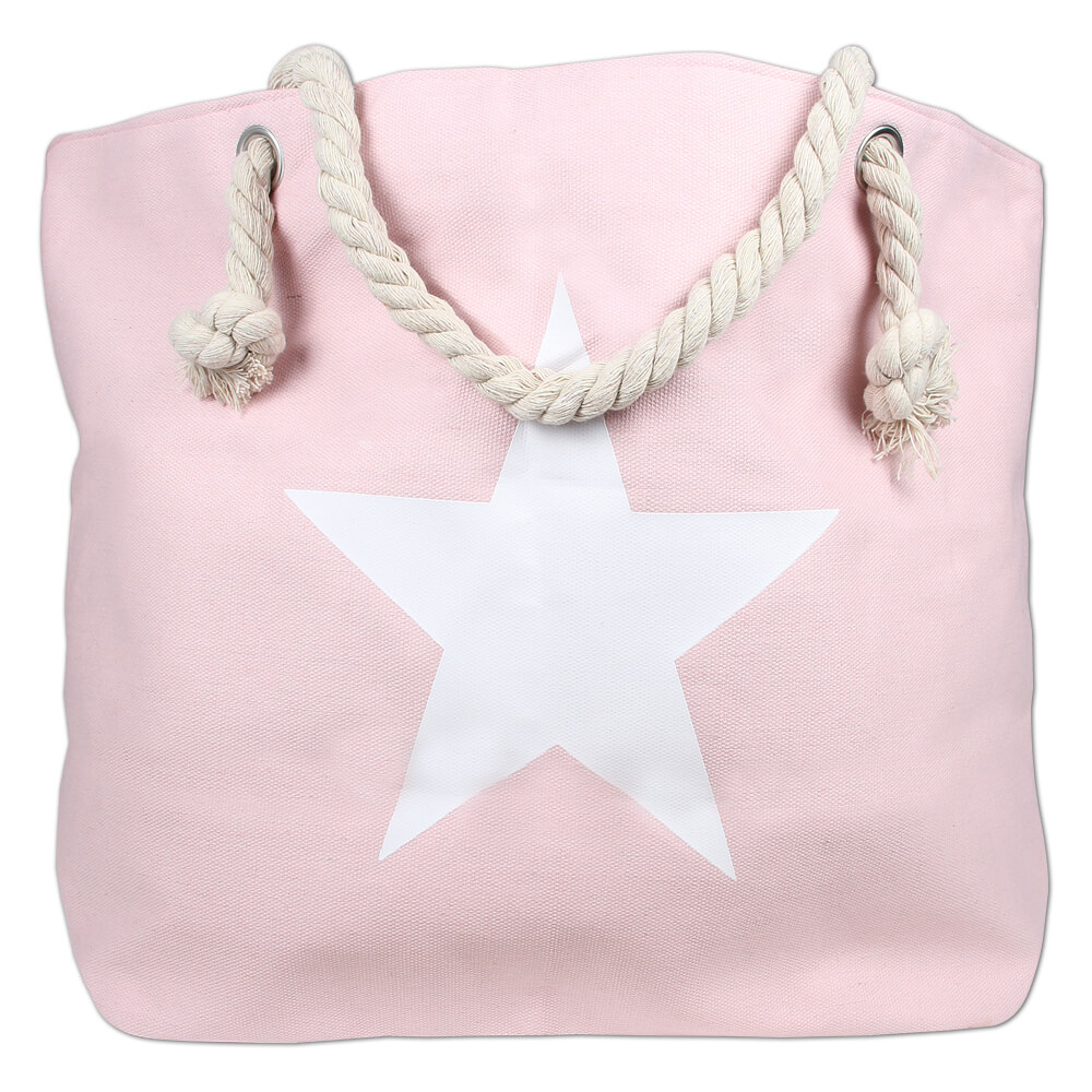 TT-m34 Shopper Einkaufstasche Strandtasche pink Stern
