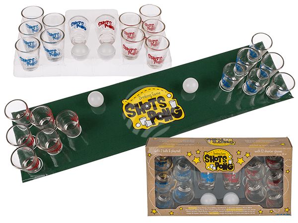 93-2087 Trinkspiel, Shots Pong, mit 2 Bällen, Spielfeld & 12 Shooter-Gläsern, für ca. 60 ml, 288/PAL
