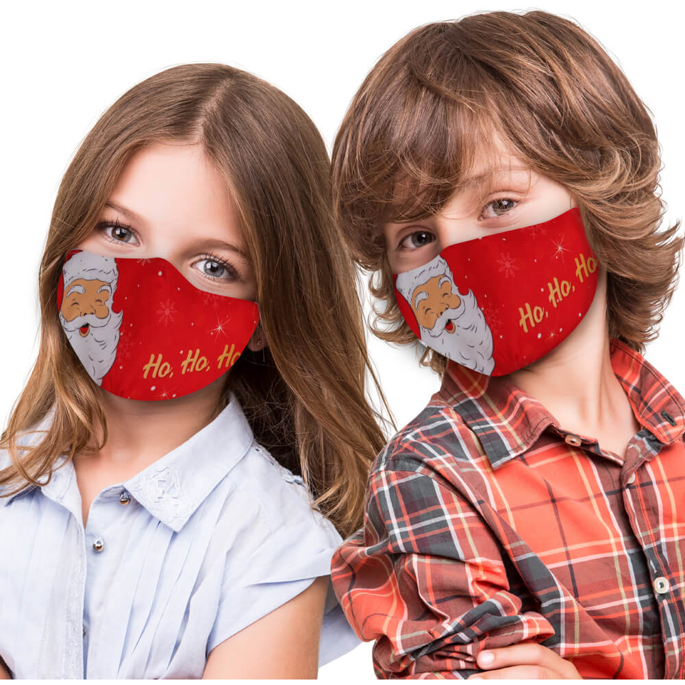 AMK-110 Motiv Mundschutz Maske für Kinder Weihnachten Nikolaus Hohoho