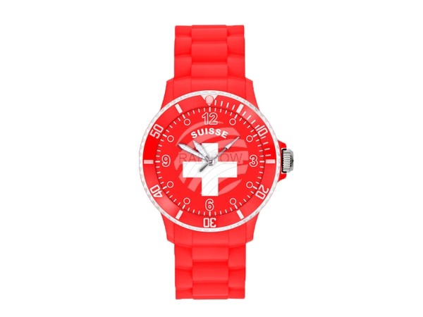 UR-CH Uhren Armbanduhren Länderuhren Schweiz Suisse rot Ø ca. 4,4 cm