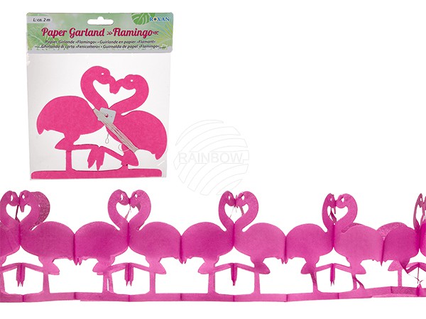 181200 Papier-Girlande, Flamingo, L: ca. 2 m, im Polybeutel mit Headercard
