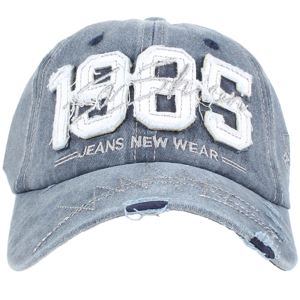 CAP-299 Vintage Retro Distressed Trucker Cap Jeans blau Jeans New Wear 1985 One Size Fits all