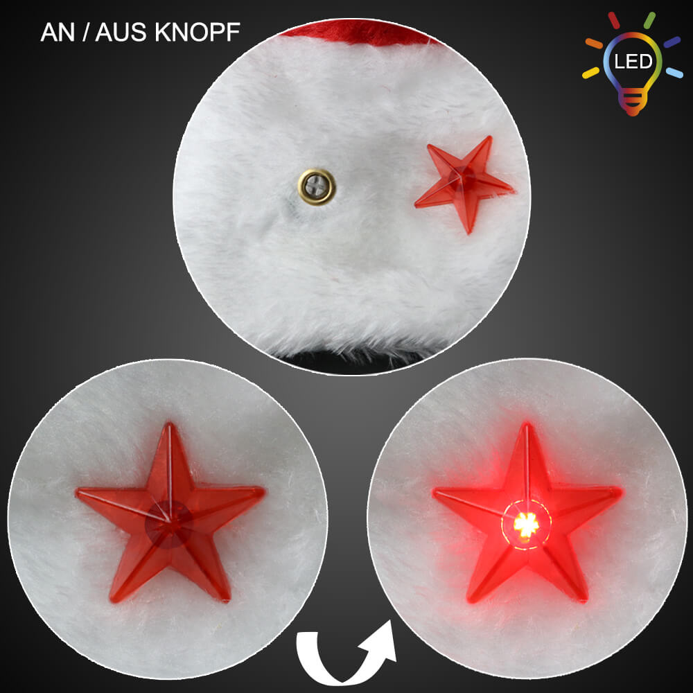 WM-47a Kinder Weihnachtsmütze rot Motiv: Rentier 5 rote Sterne  