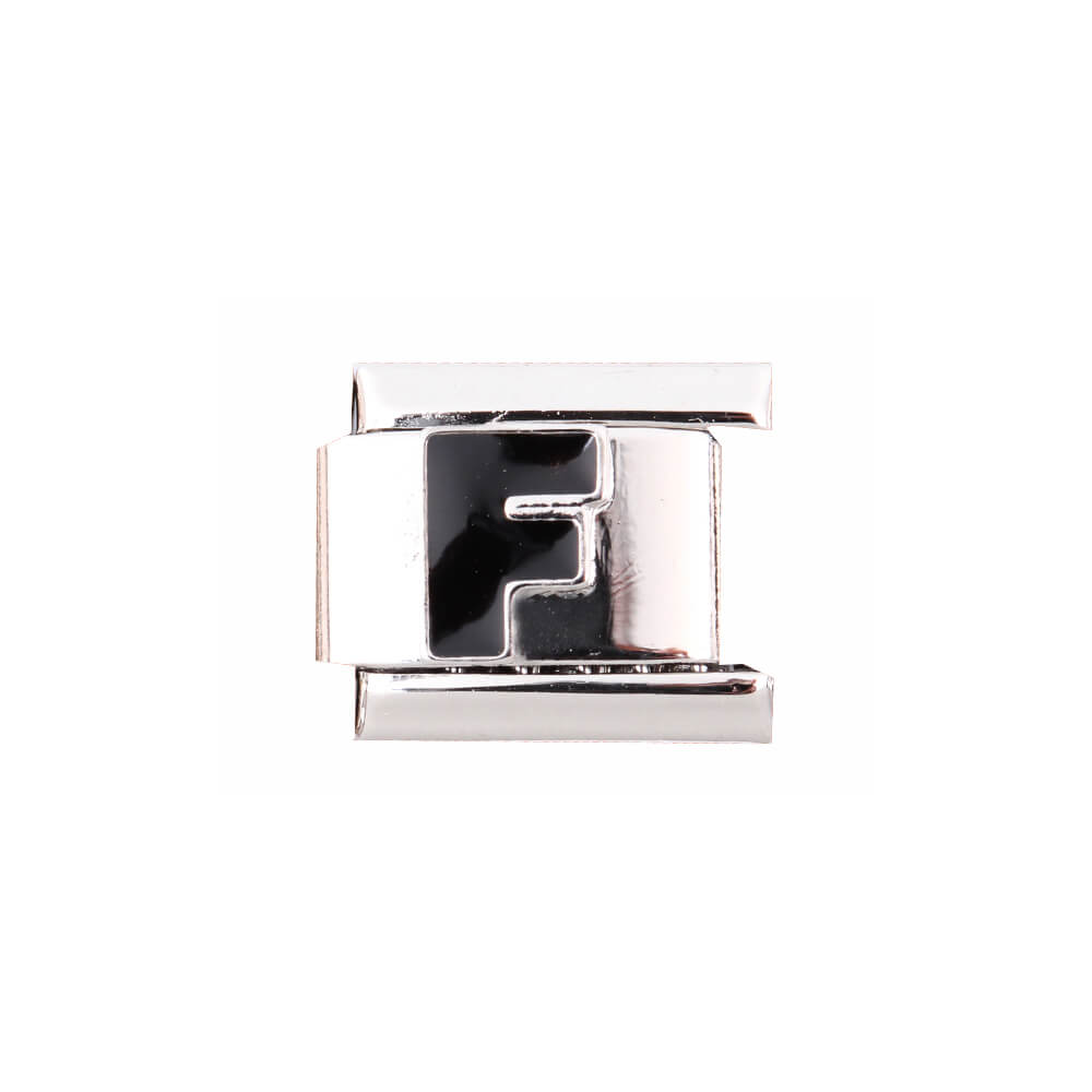 N-F2 Italian Charm mit Motiv Buchstabe F Silber Schwarz