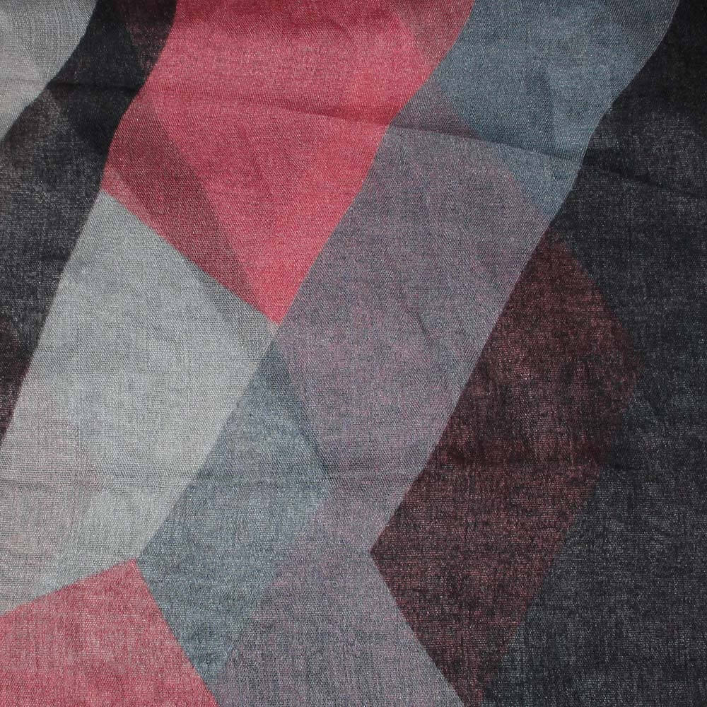 SCH-1606a Damen Loopschal Dreiecke Kästchen Formen geometrisch schwarz rot blau braun grau beige