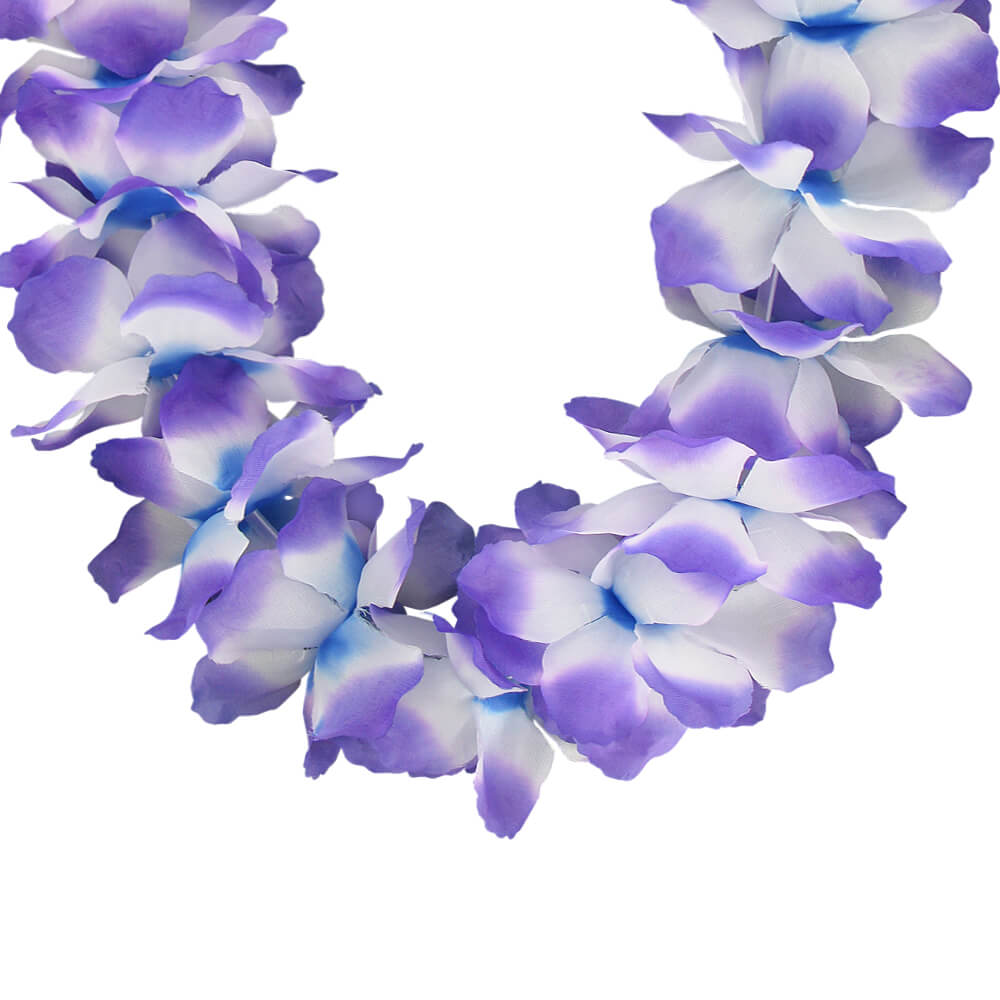 HKm-20 Hawaii Blumenkette MAXI  blau weiß lila  Länge:  ca. 100 cm