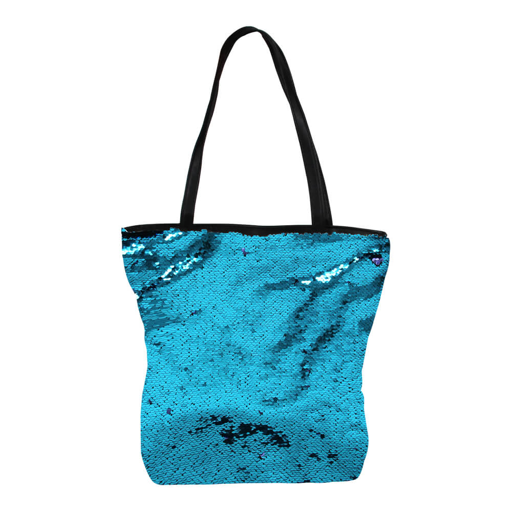 TT-P03 Shopper Einkaufstasche Strandtasche blau navy blau Paillettendesign ca. 37 cm x 34 cm