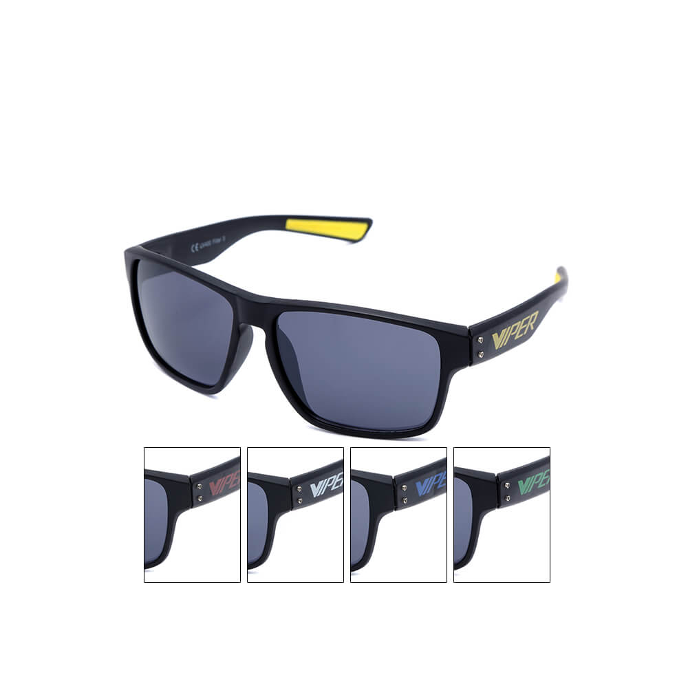 V-1438 VIPER Sonnenbrille Retro Vintage Nerd Blues Farbiger Aufdruck schwarz
