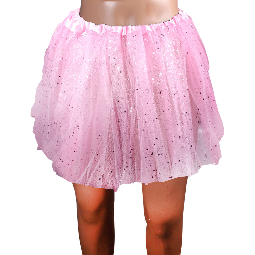 TUT-007 Kinder Tutu Petticoat Unterrock rosa Glitzer ca. 46 cm
