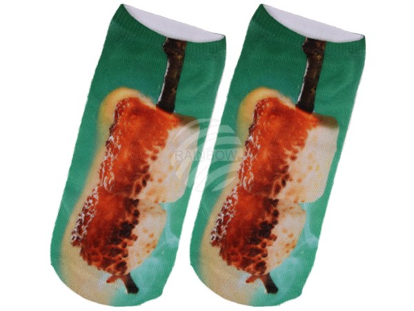 SO-88 Motiv Socken Design:Marshmallows geröstet Farbe: weiss, braun