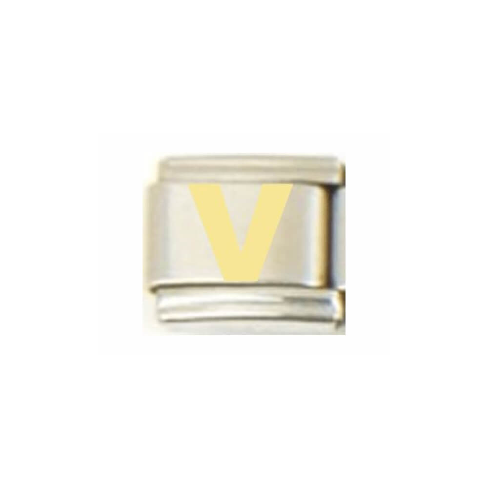 N-V Italian Charm mit Motiv Buchstabe V Silber Gold