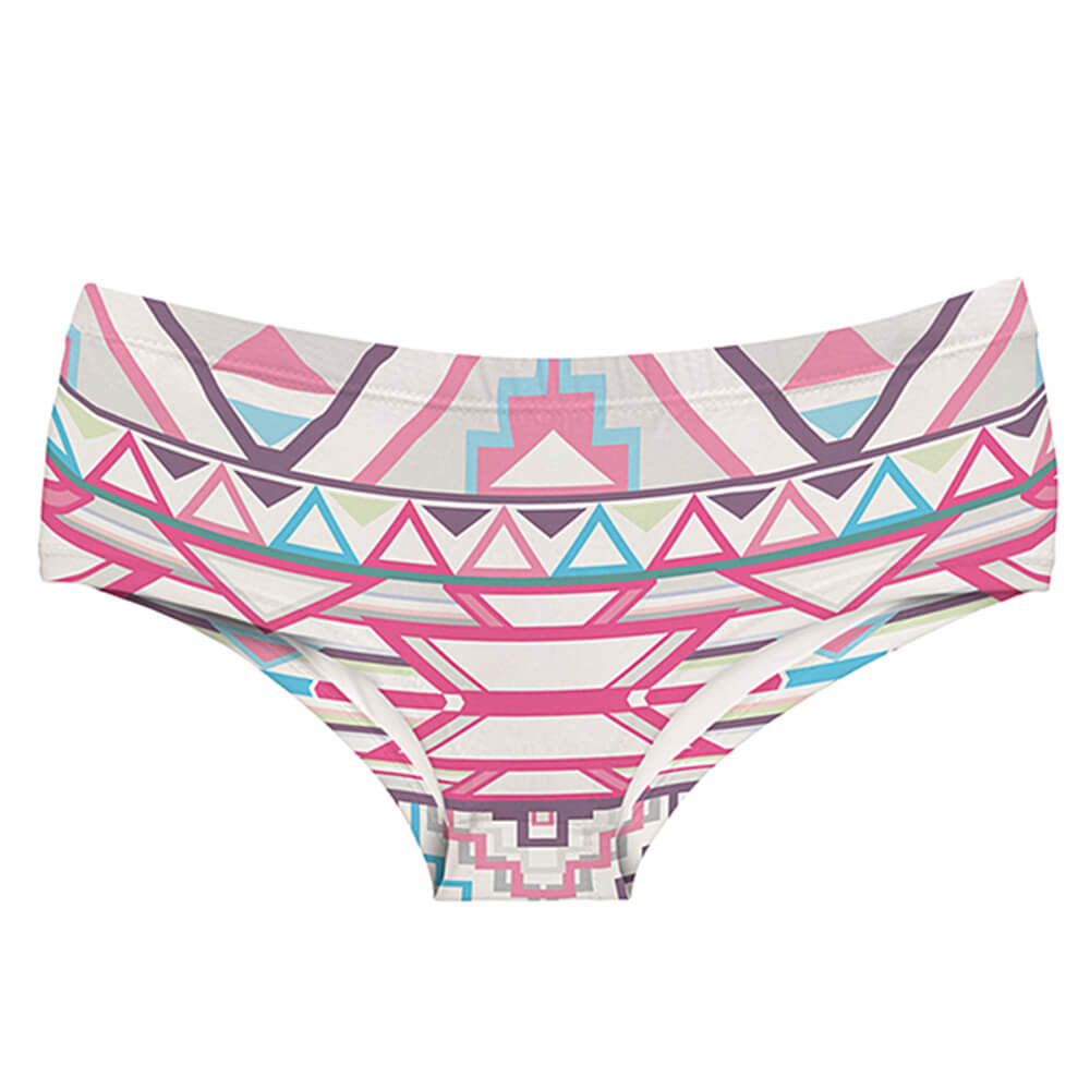 UW-016 Damen Motiv Unterhose Design: Aztekenmuster Farbe: pink, hellblau