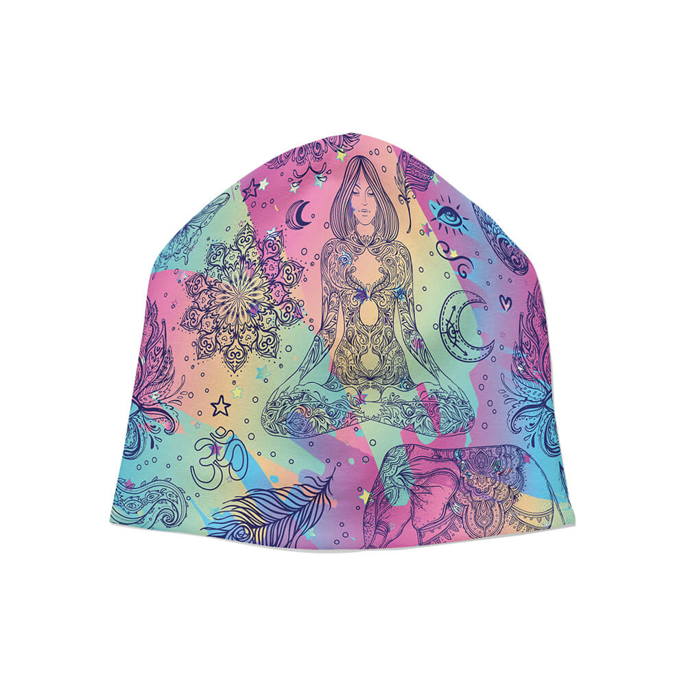 SM-324 Strickmütze Long Beanie Slouch Mütze multicolor Paisley indisch abstrakt orientalisch