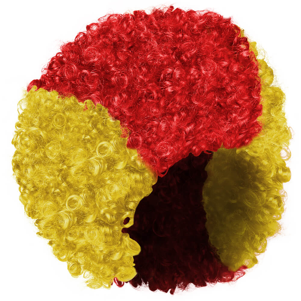 PA-m02 Afro Perücke Spanien Flagge rot gelb
