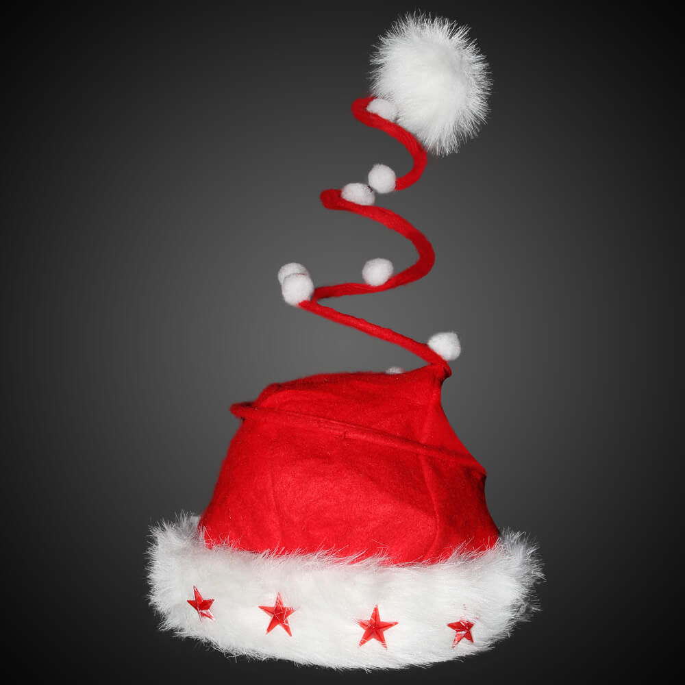 WM-16 Weihnachtsmütze rot Motiv:  Spirale und 5 rote Sterne  