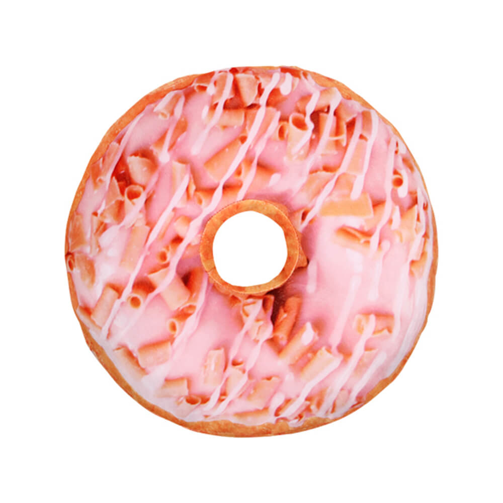KI-d11 Donut Kissen  Rosa Glasur, weiße Schokoladenröllchen  extra groß Ø ca. 40 cm