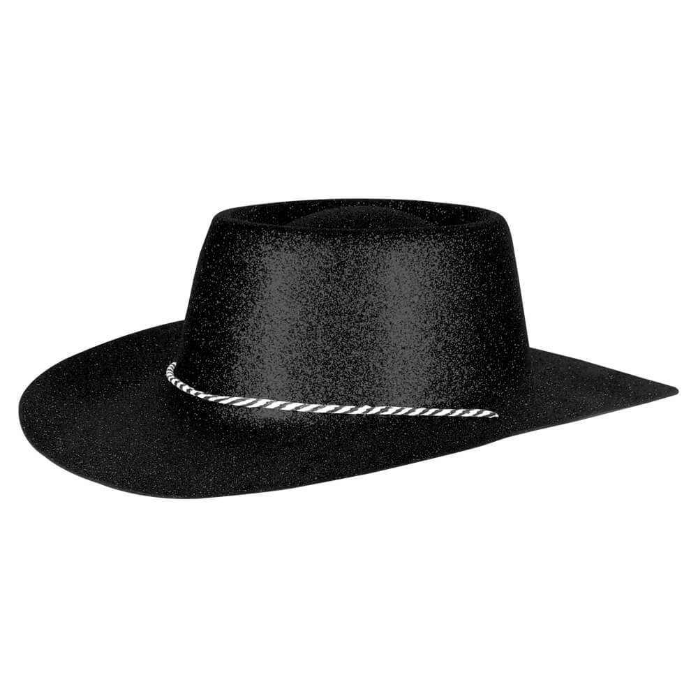 CW-50 Cowboyhüte Hüte schwarz glitzernd ca. 38 x 35 cm