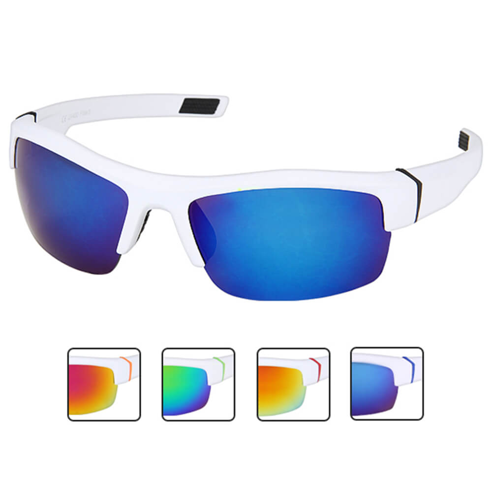 VS-307 VIPER Damen und Herren Sportbrille Sonnenbrille farbige Applikationen am Rahmen weiss