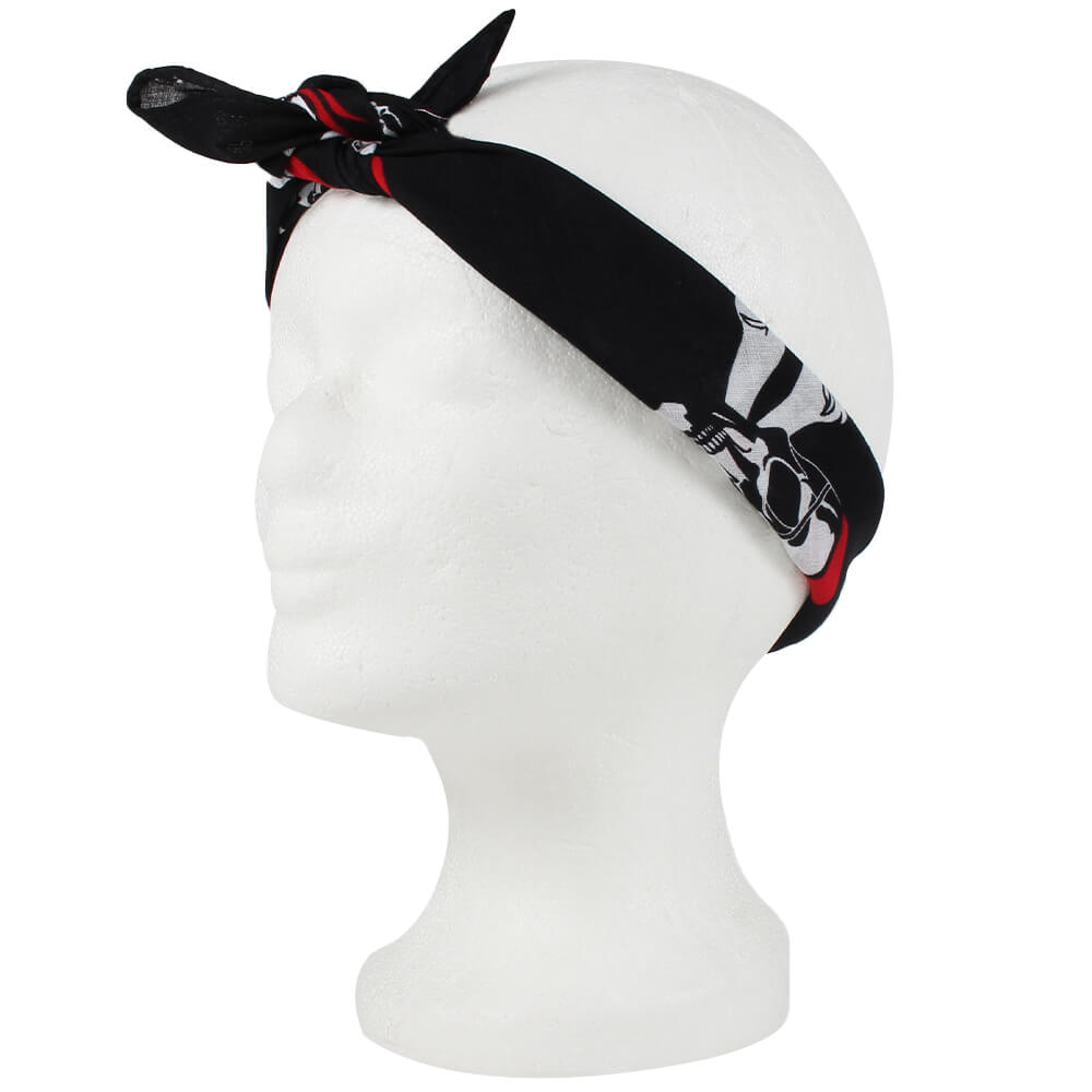 BA-179 Bandana Kopftuch Halstuch Design: Totenköpfe mit Kopftuch Farbe: schwarz