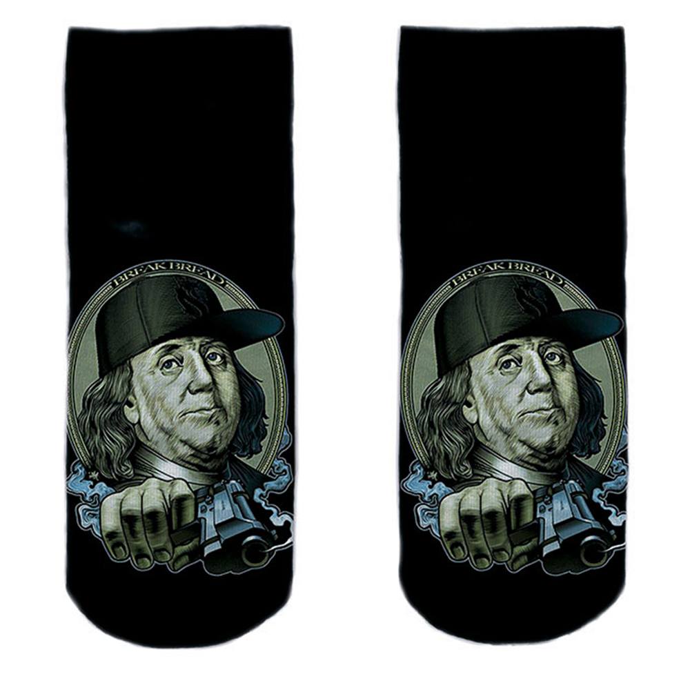 SO-L144  Motiv Socken Benjamin Franklin Gangster schwarz weiß ca. 37 - 40