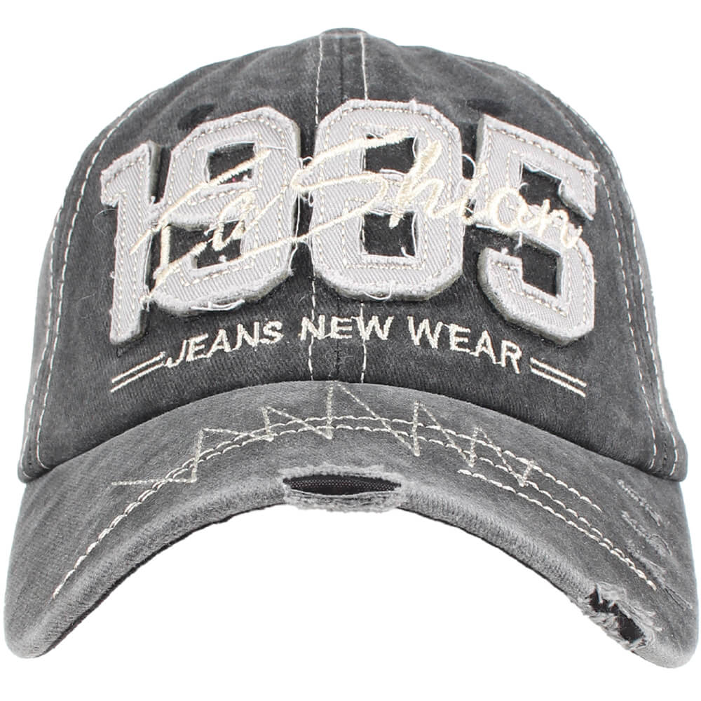 CAP-330 Vintage Retro Distressed Trucker Cap jeans grau Jeans New Wear 1985 One Size Fits all