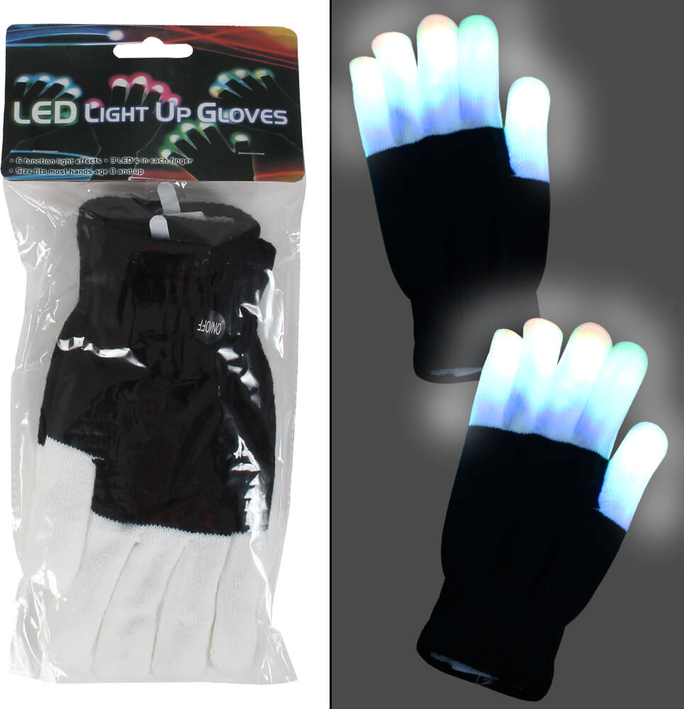 GLO-002 LED Handschuhe weiss