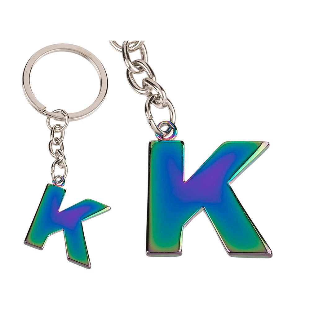 24-1127 Metall-Schlüsselanhänger, Rainbow Letter, Buchstabe K, 5760/PAL