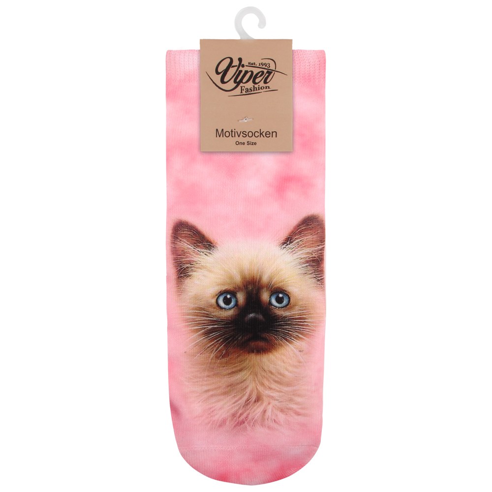 SO-L032 Motiv Socken Kätzchen rosa beige braun