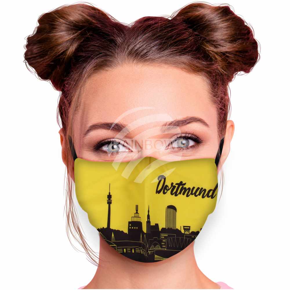 AM-220 Mundschutz Motivmasken bedruckte Masken Stoffmasken schwarz/gelb  Dortmund