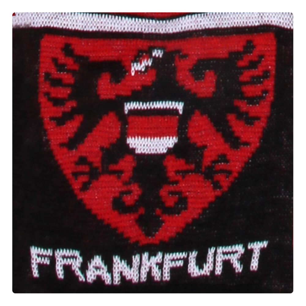 FS-91 Schal Fanschal "Schwarz und weiß wie Schnee - Frankfurt" mit Wappen