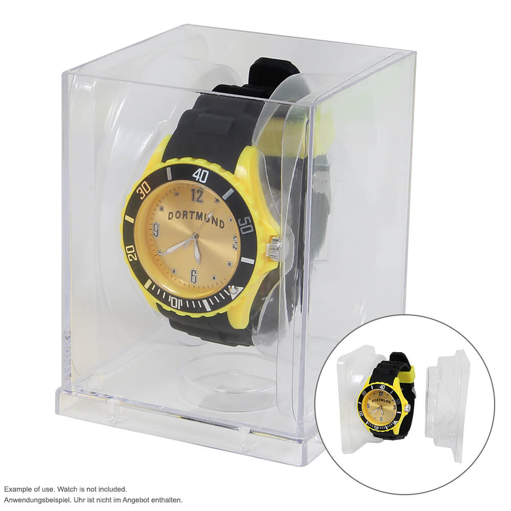 UR-box02 Geschenkbox für Armbanduhren  blau Schaukasten ca. 10 cm x 8 cm, Präsentierfenster ca. 6 cm x 8 cm