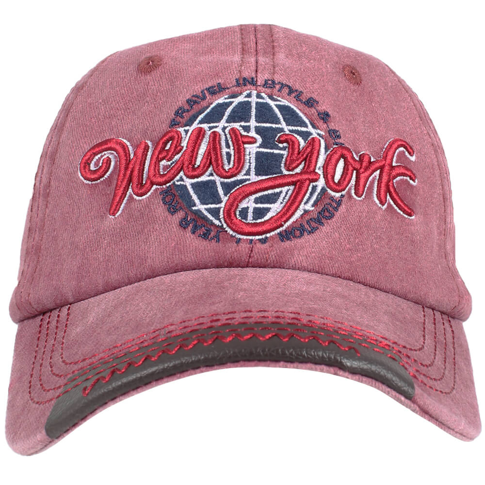 CAP-290 Vintage Retro Distressed Trucker Cap rot New York One Size Fits all