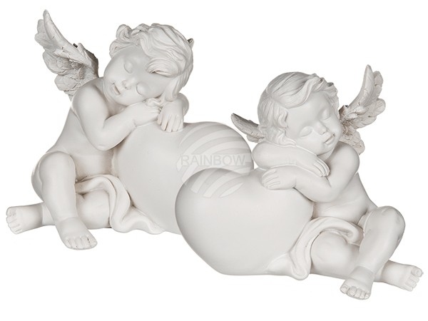 937373 Schlafender Engel auf Herz, ca. 11,5 x 10 cm, aus Polyresin, 2-fach sortiert, 432/PAL