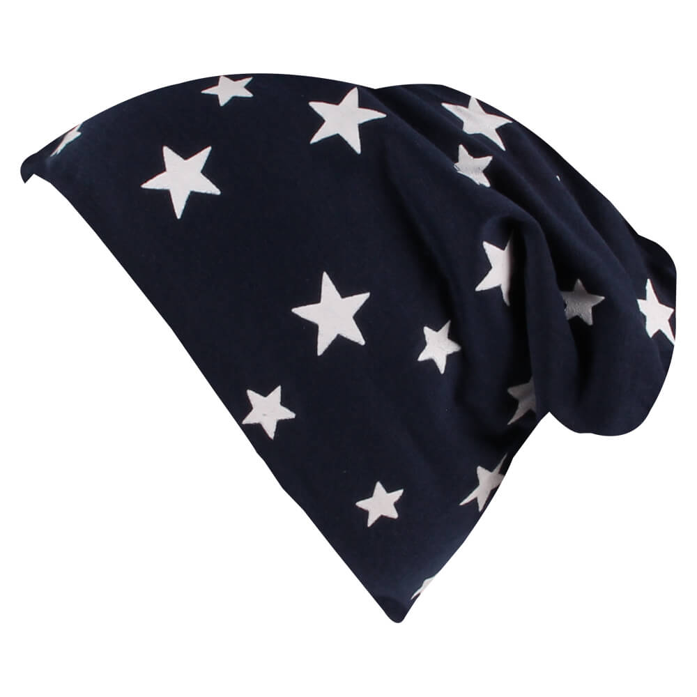 SM-440 Long Beanie Slouch Mütze grau hellgrau blau schwarz sortiert Sterne