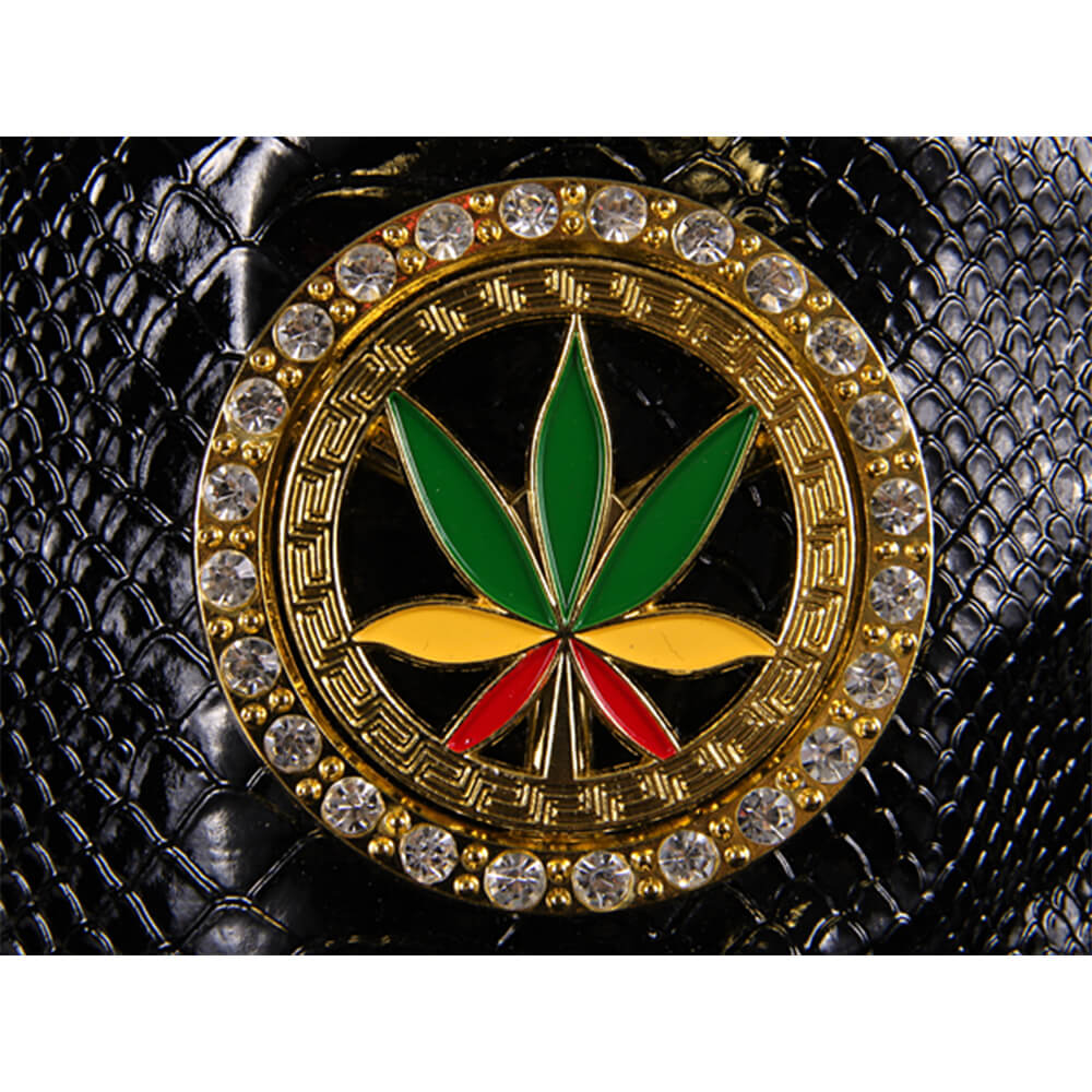 CAP-124 Snapback Flatbrim Cap "Luxury Weed Hanf Cannabis" Farbe: schwarz mit 3D Emblem