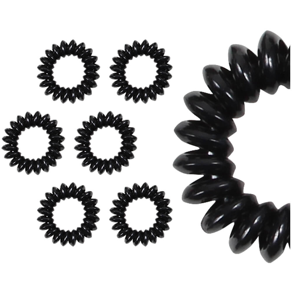 HG-12 Spiral-Haargummis schwarz, dickes Material, Ø ca. 3 cm