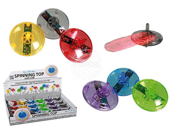 60-1106 Kreisel, Colours I, mit LED (inkl. Batterie & Ein- und Ausschalter) ca. 4,5 cm, 6-farbig sortiert, 24 Stück im Display, 8640/PAL