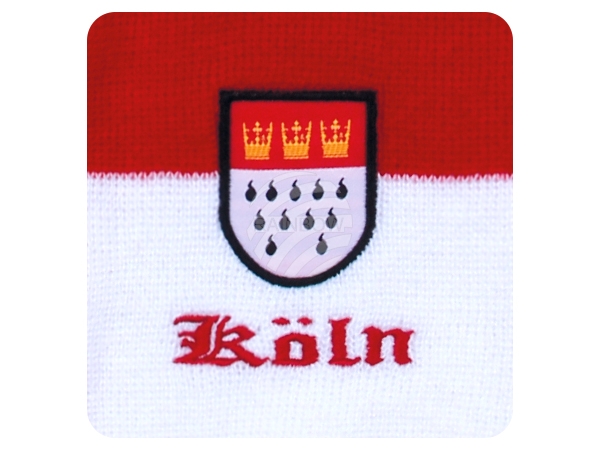 FS-86 Schals Fanschals rot weiß gestreift Schriftzug Köln Wappen