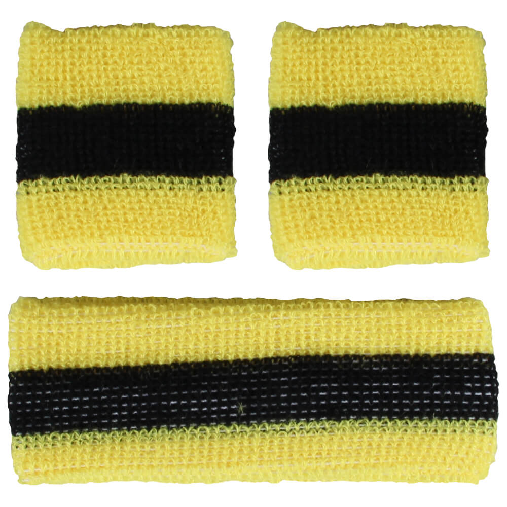 SBA-18 Schweißband Kopfband Set schwarz gelb gestreift