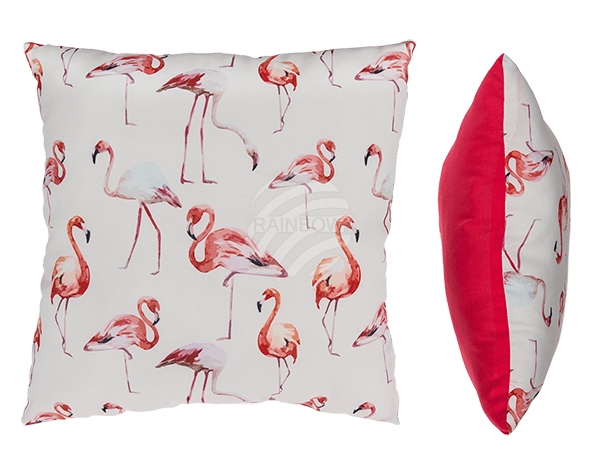 190276 Creme/pinkfarbenes Deko-Kissen, Flamingo, 100% Polyester, ca. 40 x 40 cm, ca. 250 g Füllgewicht, 240/PAL