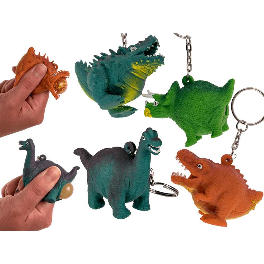 12-0902 Metall-Schlüsselanhänger, Squeeze-Dinosaurier, Pop Fart, ca. 5 cm, 24 Stück im Display, 8640/PAL