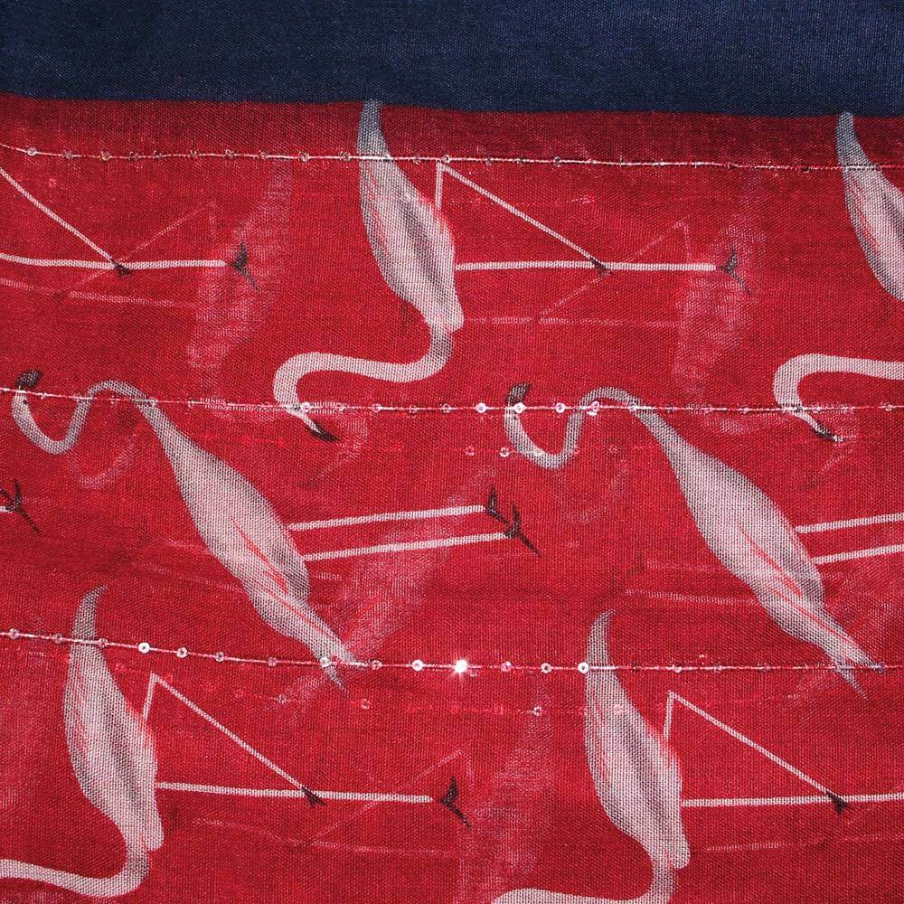 SCH-1635b Damen Schal mit Pailletten Flamingos rot blau