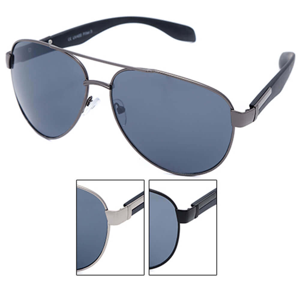 V-1431 VIPER Pilotenbrille Fliegerbrille Sonnenbrille breite Bügel schwarz silber gunmetal