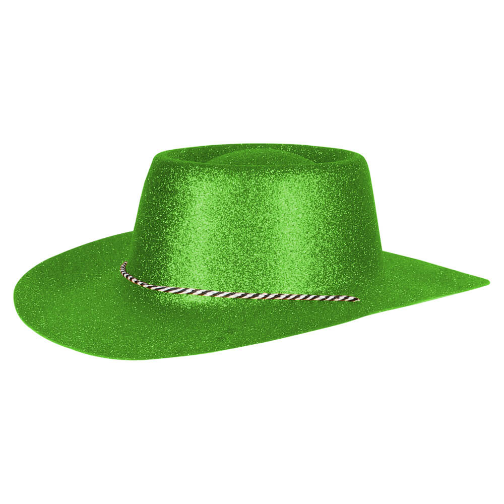 CW-54 Cowboyhüte Hüte grün glitzernd ca. 38 x 35 cm