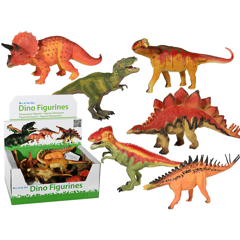 12-1318 Dinosaurier, ca. 20 cm, aus Kunststoff, 6-fach sortiert, 12 Stück im Display