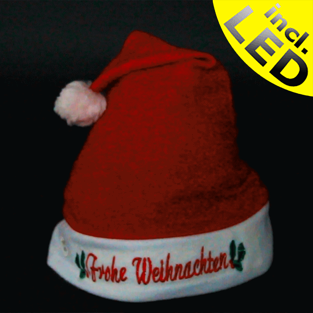 WM-56  Weihnachtsmützen Nikolausmützen "Frohe Weihnachten" LED Beleuchtung